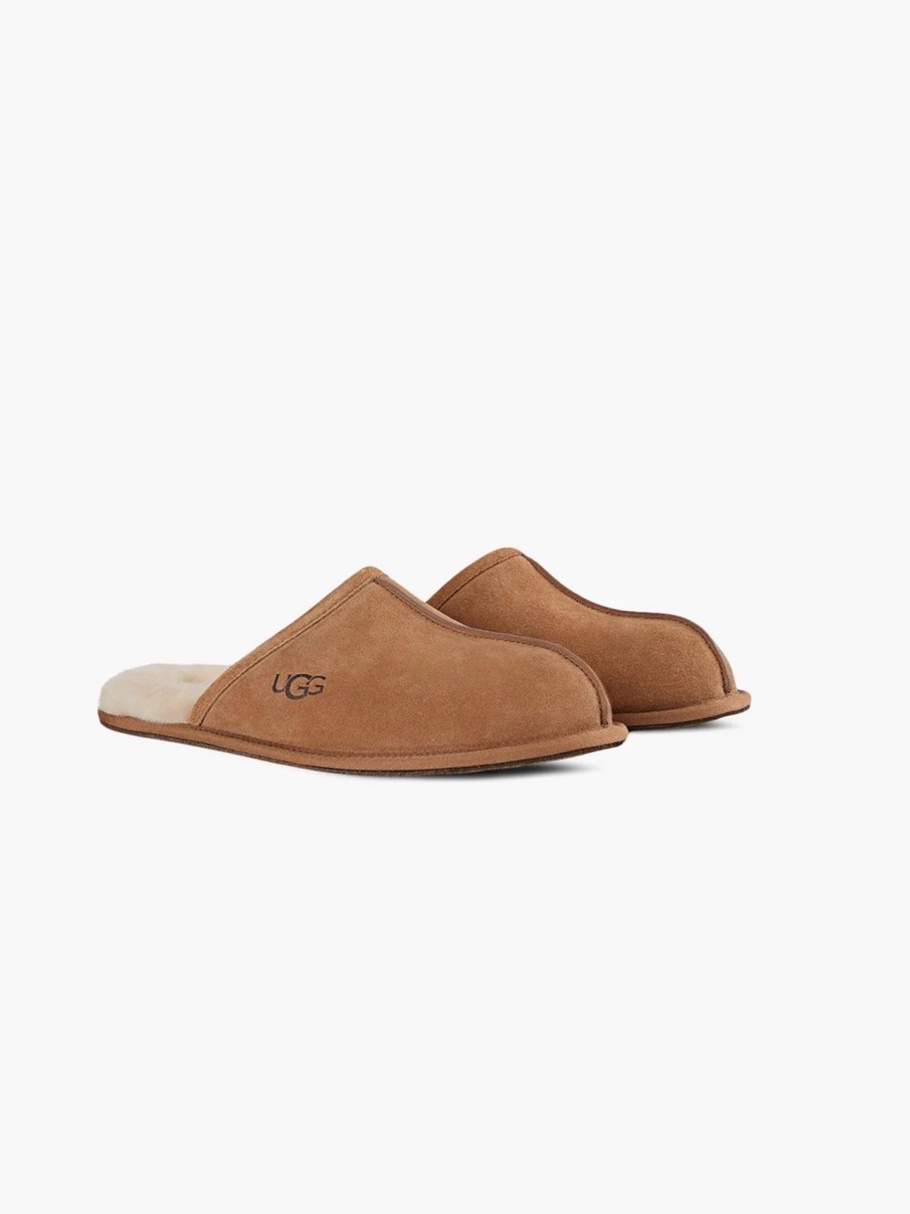 UGG Men’s Suede Slippers in Chestnut Brown